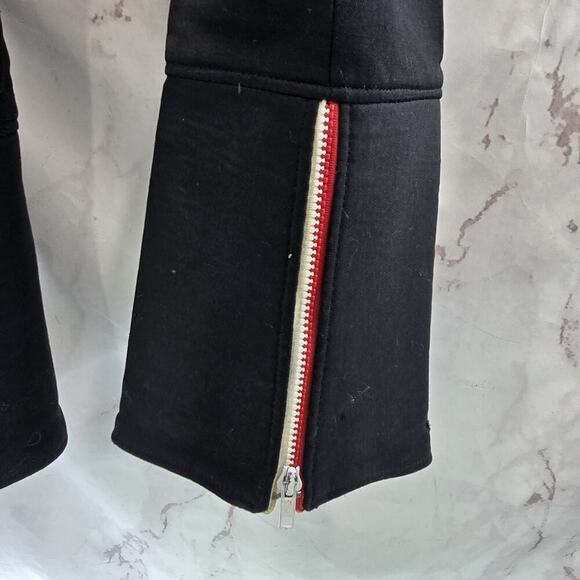 Vintage Ski Pants Mens 30 Black Red Racing Stripe 70s 80s Wool Stirrup Flare - Picture 9 of 14